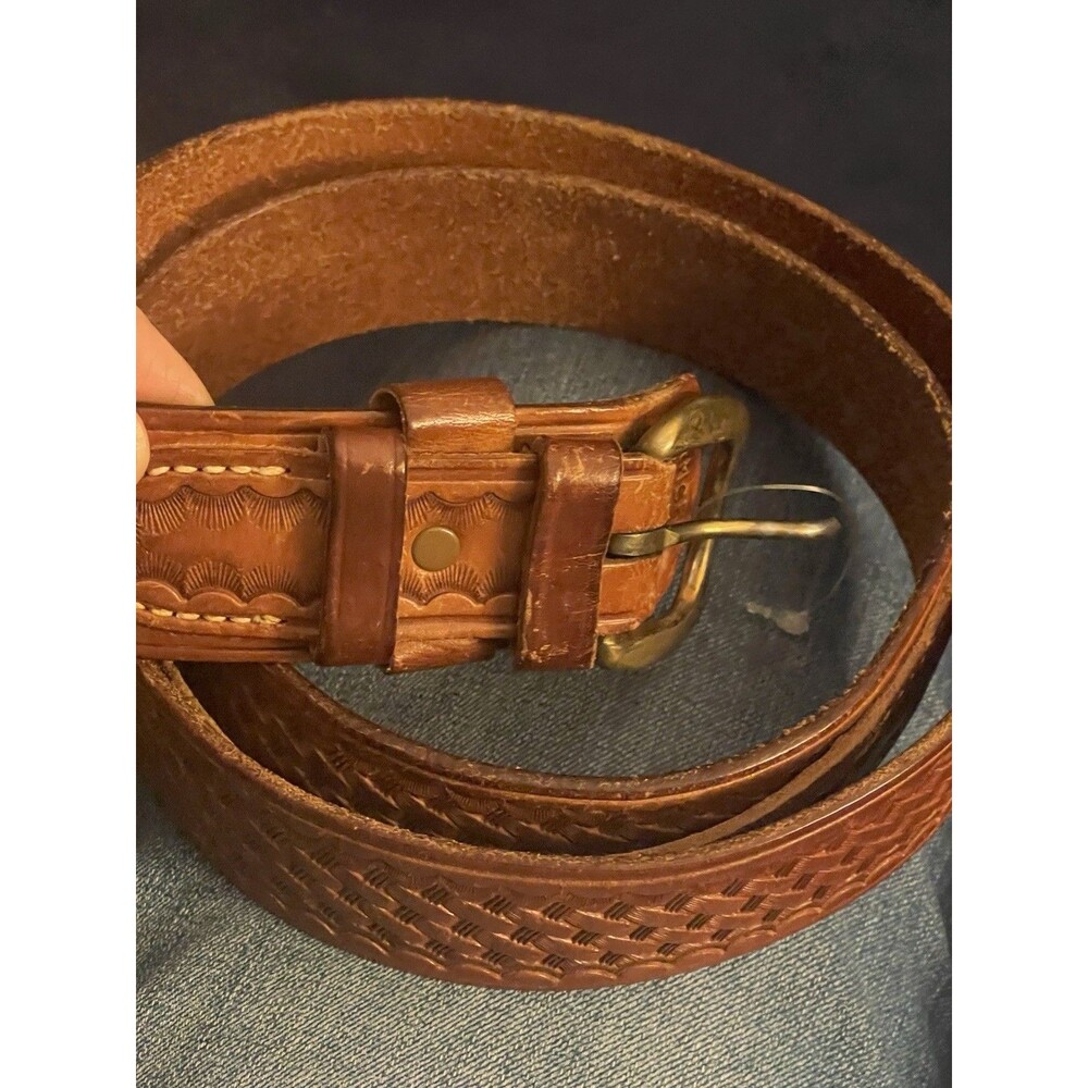VINTAGE  BIANCHI B4 Ranger™ Belt, 1.75" Width, Solid Brass Buckle BASKET WEAVE